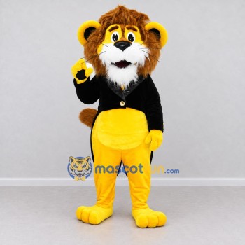 Custom Yellow Brown and Black Lion in Tailcoat Mascot Costume Adult Full Body Suit for Theme Parties