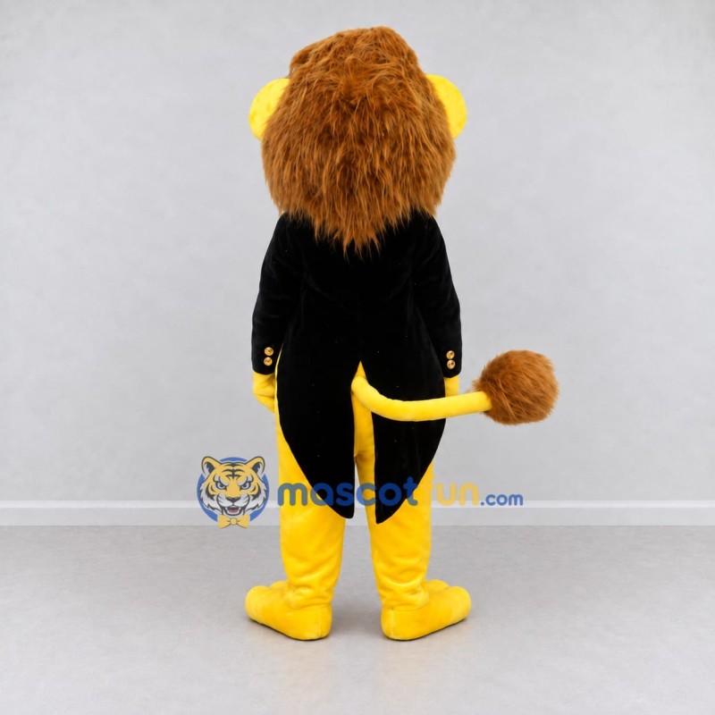 Custom Yellow Brown and Black Lion in Tailcoat Mascot Costume Adult Full Body Suit for Theme Parties Custom Yellow Brown and Black Lion in Tailcoat Mascot Costume Adult Full Body Suit for Theme Parties