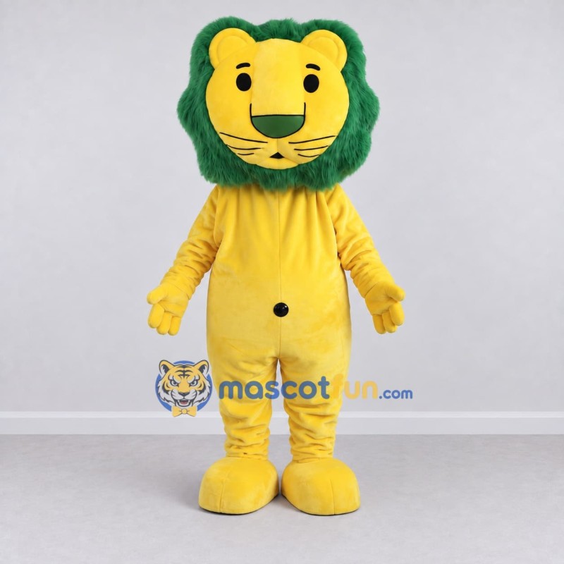 Custom Yellow and Green Lion Mascot Costume Adult Full Body Suit for School Events Custom Yellow and Green Lion Mascot Costume Adult Full Body Suit for School Events