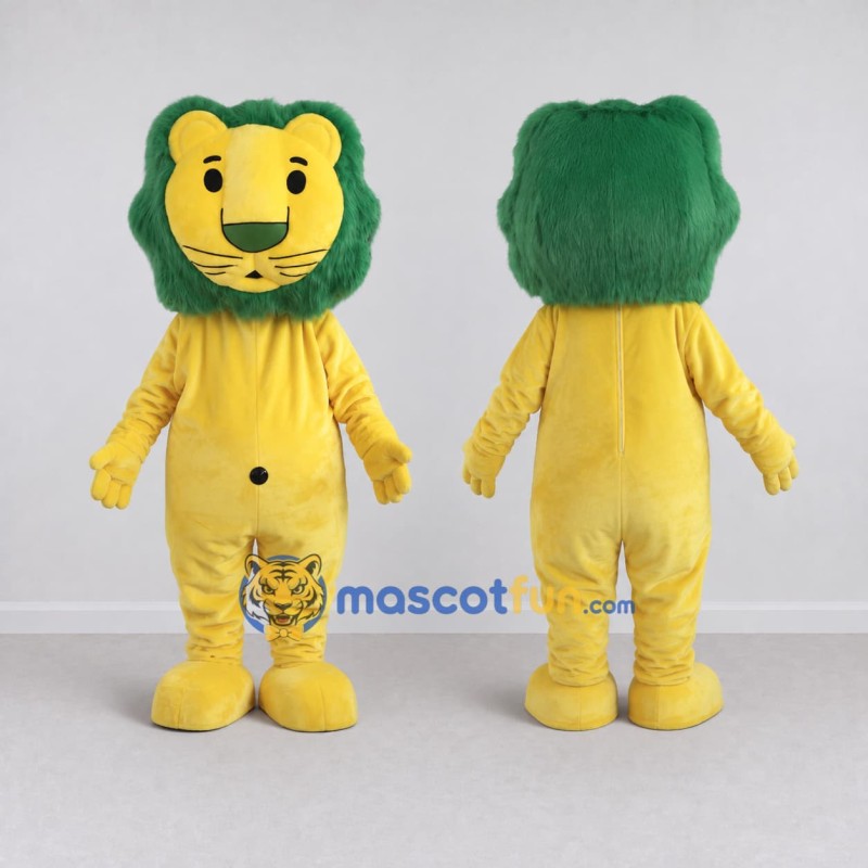 Custom Yellow and Green Lion Mascot Costume Adult Full Body Suit for School Events Custom Yellow and Green Lion Mascot Costume Adult Full Body Suit for School Events