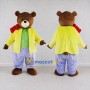 Custom Brown Yellow and Purple Bear in Jacket Mascot Costume Adult Full Body Suit for School Events