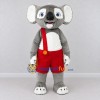 Custom Gray White and Red Koala in Suspenders Mascot Costume Adult Full Body Suit for School Events