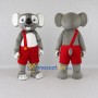 Custom Gray White and Red Koala in Suspenders Mascot Costume Adult Full Body Suit for School Events