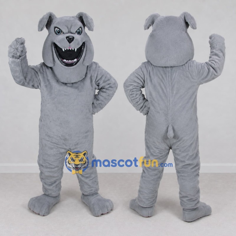 Custom Gray Bulldog Mascot Costume Adult Full Body Suit for Sports Events Custom Gray Bulldog Mascot Costume Adult Full Body Suit for Sports Events