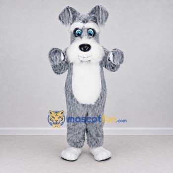 Custom Gray and White Shaggy Dog Mascot Costume Adult Full Body Suit for School Events Custom Gray and White Shaggy Dog Mascot Costume Adult Full Body Suit for School Events