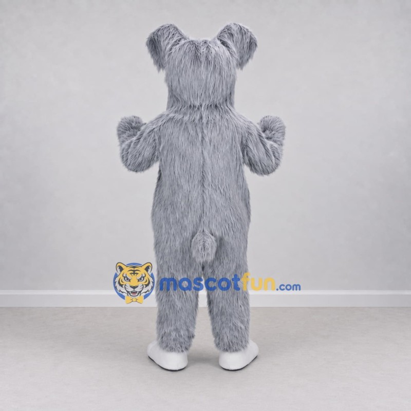Custom Gray and White Shaggy Dog Mascot Costume Adult Full Body Suit for School Events Custom Gray and White Shaggy Dog Mascot Costume Adult Full Body Suit for School Events