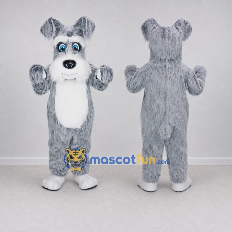 Custom Gray and White Shaggy Dog Mascot Costume Adult Full Body Suit for School Events Custom Gray and White Shaggy Dog Mascot Costume Adult Full Body Suit for School Events