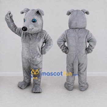 Custom Gray Dog Mascot Costume Adult Full Body Suit for School Events