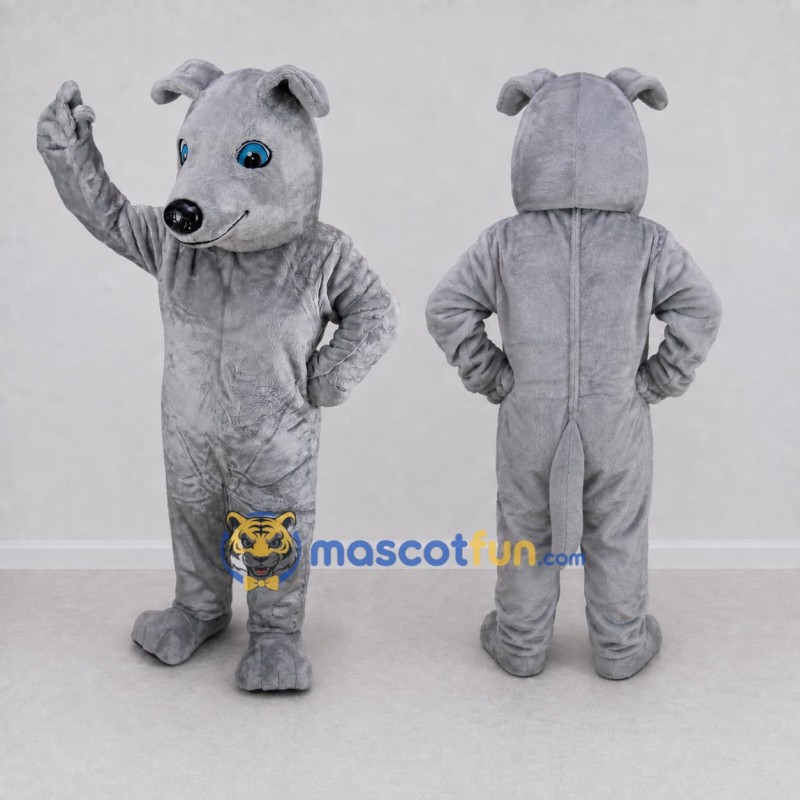 Custom Gray Dog Mascot Costume Adult Full Body Suit for School Events Custom Gray Dog Mascot Costume Adult Full Body Suit for School Events