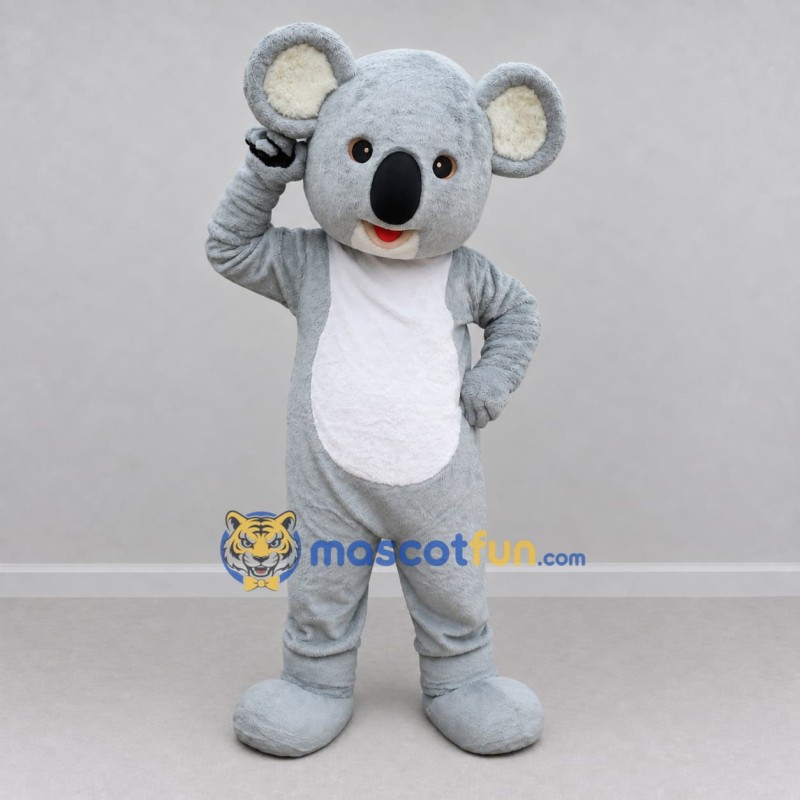 Custom Light Gray and White Koala Mascot Costume Adult Full Body Suit for Wildlife Events Custom Light Gray and White Koala Mascot Costume Adult Full Body Suit for Wildlife Events