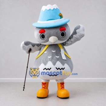Custom Gray White and Blue Owl in Hat Mascot Costume Adult Full Body Suit for Theme Parties