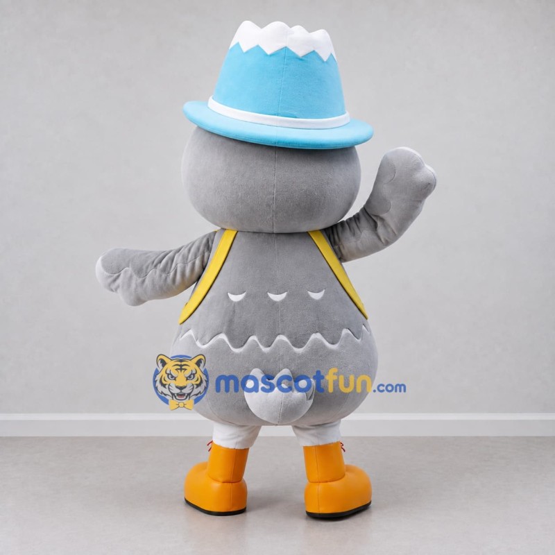 Custom Gray White and Blue Owl in Hat Mascot Costume Adult Full Body Suit for Theme Parties Custom Gray White and Blue Owl in Hat Mascot Costume Adult Full Body Suit for Theme Parties