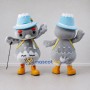 Custom Gray White and Blue Owl in Hat Mascot Costume Adult Full Body Suit for Theme Parties