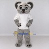 Custom Gray and White Koala in T Shirt Mascot Costume Adult Full Body Suit for School Events