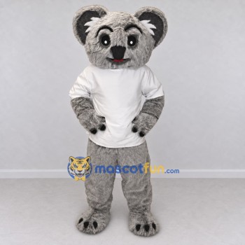 Custom Gray and White Koala in T Shirt Mascot Costume Adult Full Body Suit for School Events Custom Gray and White Koala in T Shirt Mascot Costume Adult Full Body Suit for School Events