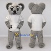 Custom Gray and White Koala in T Shirt Mascot Costume Adult Full Body Suit for School Events