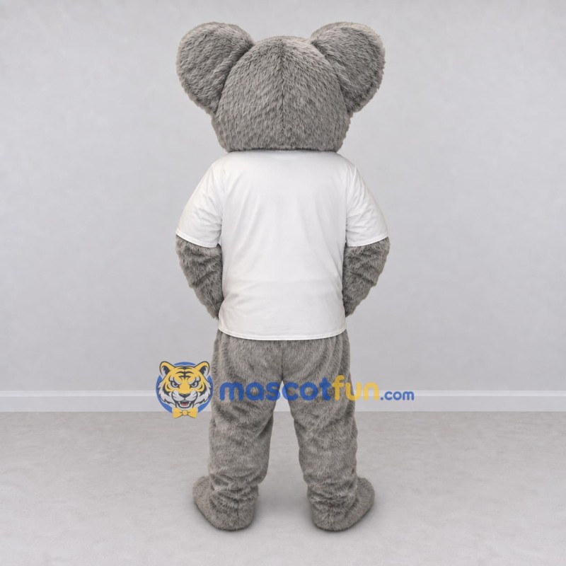 Custom Gray and White Koala in T Shirt Mascot Costume Adult Full Body Suit for School Events