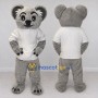 Custom Gray and White Koala in T Shirt Mascot Costume Adult Full Body Suit for School Events