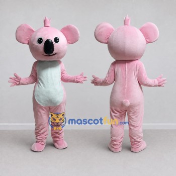 Custom Pink and White Koala Character Mascot Costume Adult Full Body Suit for School Events