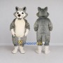 Custom Gray and White Wolf Mascot Costume Adult Full Body Suit for School Events