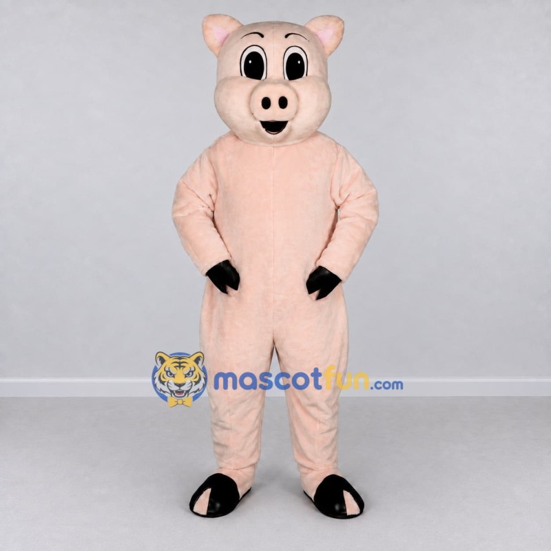 Custom Pink and Black Pig Mascot Costume Adult Full Body Suit for Farm Events Custom Pink and Black Pig Mascot Costume Adult Full Body Suit for Farm Events