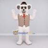 Custom White and Brown Mouse in a Vest and Hat Mascot Costume Adult Full Body Suit for Theme Parties Custom White and Brown Mouse in a Vest and Hat Mascot Costume Adult Full Body Suit for Theme Parties