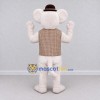 Custom White and Brown Mouse in a Vest and Hat Mascot Costume Adult Full Body Suit for Theme Parties Custom White and Brown Mouse in a Vest and Hat Mascot Costume Adult Full Body Suit for Theme Parties