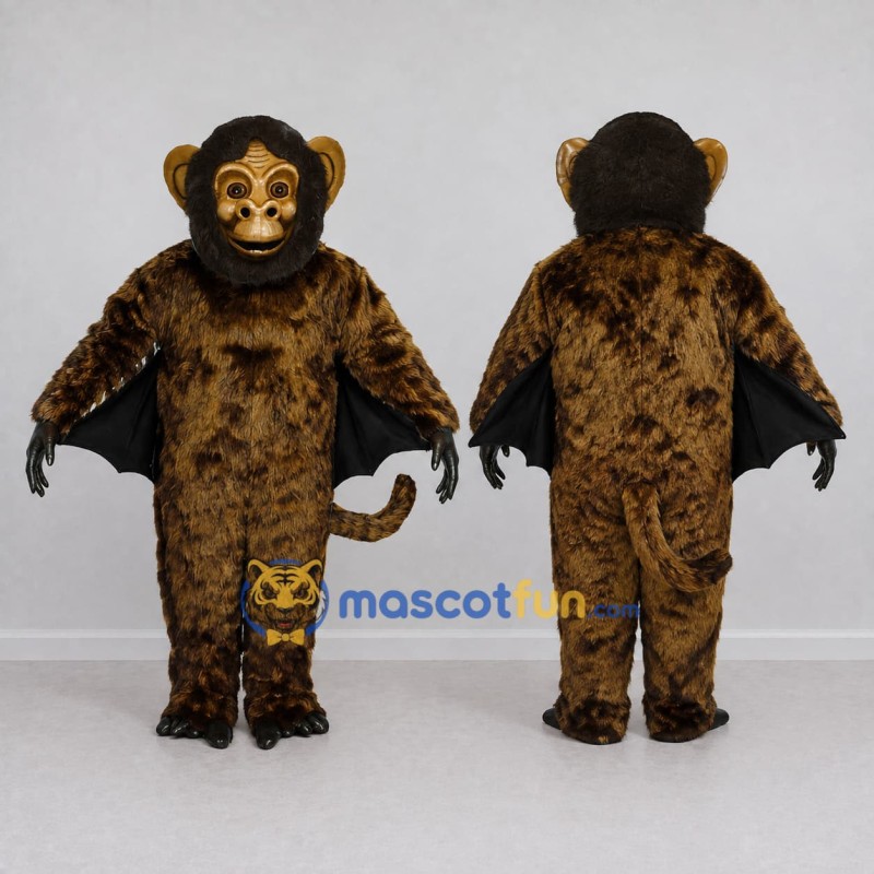 Custom Brown and Black Winged Monkey Mascot Costume Adult Full Body Suit for Theme Parties Custom Brown and Black Winged Monkey Mascot Costume Adult Full Body Suit for Theme Parties