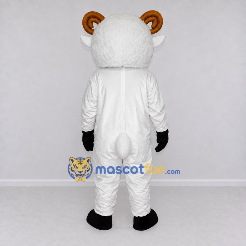 Custom White and Brown Ram Mascot Costume Adult Full Body Suit for Farm Events Custom White and Brown Ram Mascot Costume Adult Full Body Suit for Farm Events