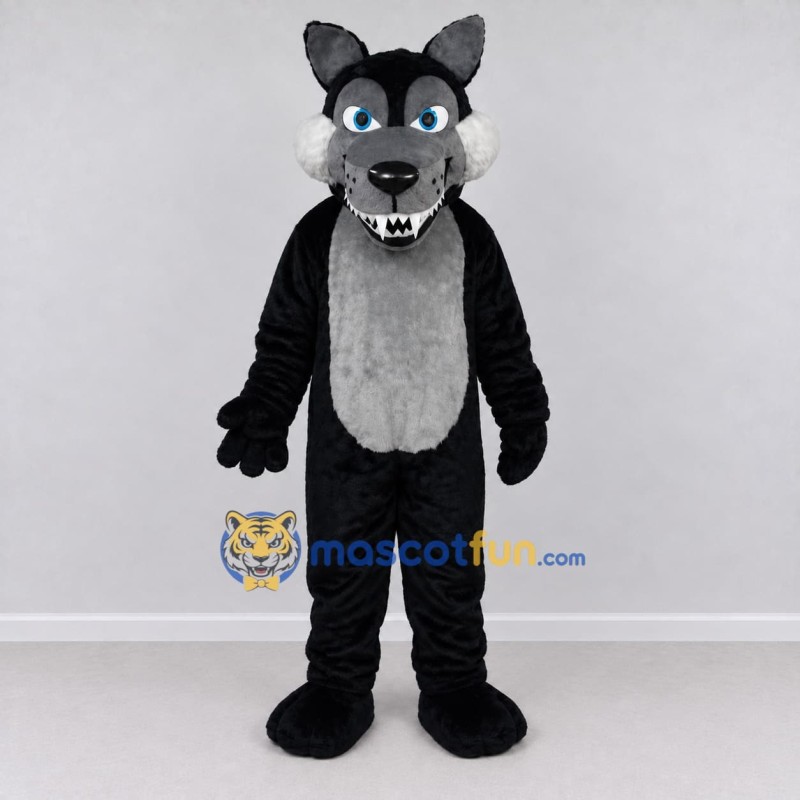 Custom Black and Gray Wolf Mascot Costume Adult Full Body Suit for Sports Events Custom Black and Gray Wolf Mascot Costume Adult Full Body Suit for Sports Events