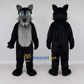 Custom Black and Gray Wolf Mascot Costume Adult Full Body Suit for Sports Events