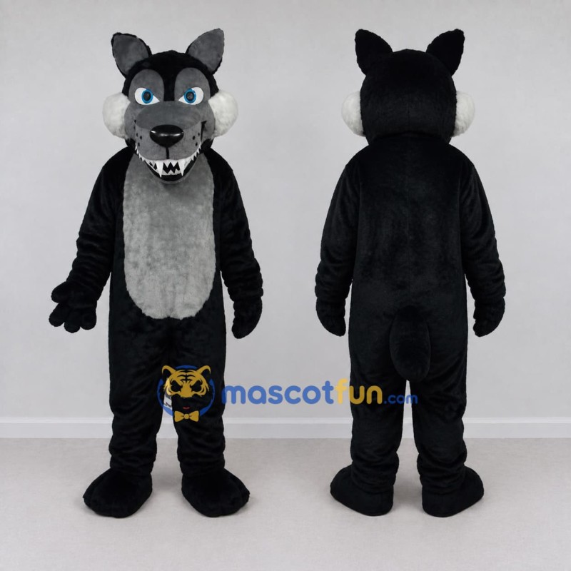 Custom Black and Gray Wolf Mascot Costume Adult Full Body Suit for Sports Events Custom Black and Gray Wolf Mascot Costume Adult Full Body Suit for Sports Events