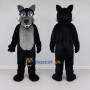 Custom Black and Gray Wolf Mascot Costume Adult Full Body Suit for Sports Events