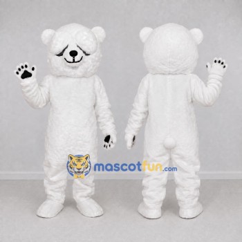 Custom White Teddy Bear Mascot Costume Adult Full Body Suit for Community Events