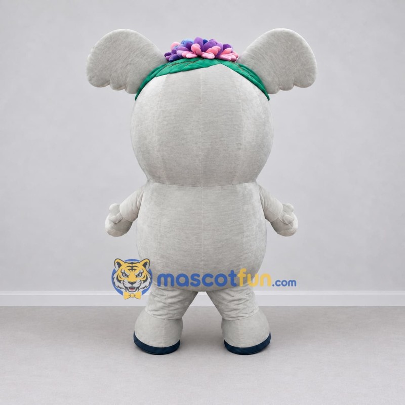 Custom Gray and Yellow Koala with a Flower Crown Mascot Costume Adult Full Body Suit for Garden Events Custom Gray and Yellow Koala with a Flower Crown Mascot Costume Adult Full Body Suit for Garden Events