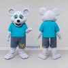 Custom Gray and Blue Mouse in a T-Shirt and Shorts Mascot Costume Adult Full Body Suit for School Events Custom Gray and Blue Mouse in a T-Shirt and Shorts Mascot Costume Adult Full Body Suit for School Events