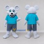 Custom Gray and Blue Mouse in a T-Shirt and Shorts Mascot Costume Adult Full Body Suit for School Events