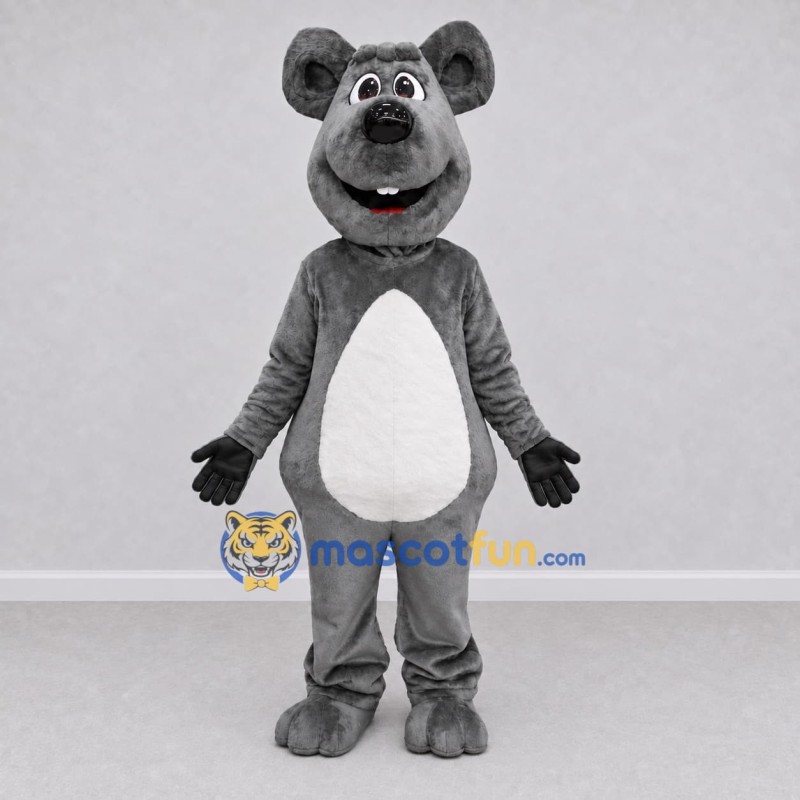 Custom Gray and White Rat Character Mascot Costume Adult Full Body Suit for Community Events