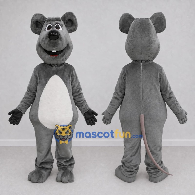 Custom Gray and White Rat Character Mascot Costume Adult Full Body Suit for Community Events