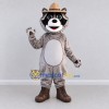 Custom Gray and Brown Raccoon in a Hat and Boots Mascot Costume Adult Full Body Suit for Outdoor Events Custom Gray and Brown Raccoon in a Hat and Boots Mascot Costume Adult Full Body Suit for Outdoor Events