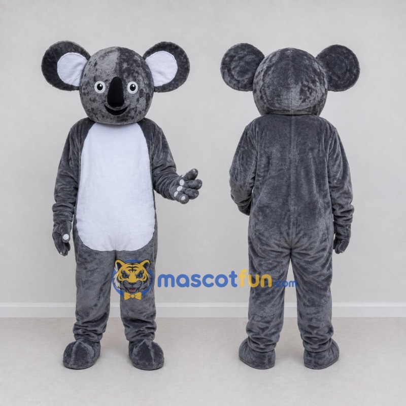 Custom Dark Gray and White Koala Character Mascot Costume Adult Full Body Suit for Wildlife Events