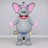 Custom Gray and Pink Elephant with a Polka Dot Scarf Mascot Costume Adult Full Body Suit for School Events