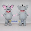 Custom Gray and Pink Elephant with a Polka Dot Scarf Mascot Costume Adult Full Body Suit for School Events