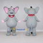 Custom Gray and Pink Elephant with a Polka Dot Scarf Mascot Costume Adult Full Body Suit for School Events