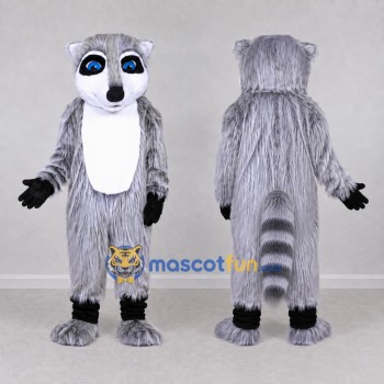 Custom Gray and White Ring-Tailed Lemur Mascot Costume Adult Full Body Suit for Wildlife Events