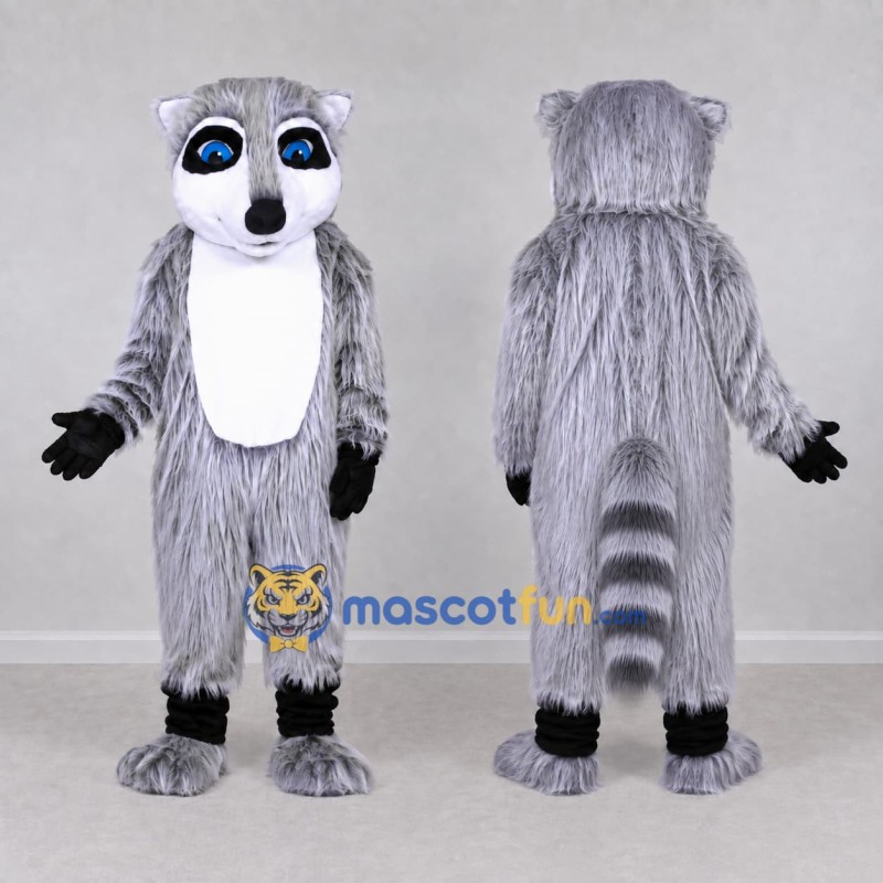 Custom Gray and White Ring-Tailed Lemur Mascot Costume Adult Full Body Suit for Wildlife Events Custom Gray and White Ring-Tailed Lemur Mascot Costume Adult Full Body Suit for Wildlife Events