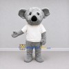 Custom Gray and White Koala in a T-Shirt Mascot Costume Adult Full Body Suit for School Events Custom Gray and White Koala in a T-Shirt Mascot Costume Adult Full Body Suit for School Events