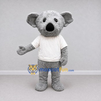 Custom Gray and White Koala in a T-Shirt Mascot Costume Adult Full Body Suit for School Events Custom Gray and White Koala in a T-Shirt Mascot Costume Adult Full Body Suit for School Events