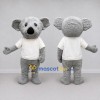 Custom Gray and White Koala in a T-Shirt Mascot Costume Adult Full Body Suit for School Events Custom Gray and White Koala in a T-Shirt Mascot Costume Adult Full Body Suit for School Events