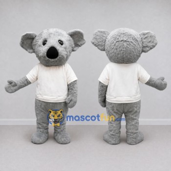 Custom Gray and White Koala in a T-Shirt Mascot Costume Adult Full Body Suit for School Events